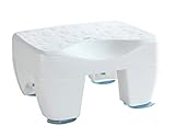 WENKO Badewannenhocker Secura, rutschsicherer Badewannensitz mit strukturierter Oberfläche aus robustem Kunststoff, Sitzhocker belastbar bis max. 150 kg, mit Wasserablauf, 40 x 21 x 31 cm, Weiß